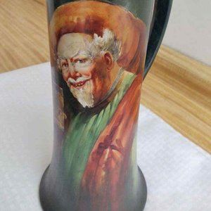 Antique Limoges, France, W.G. and Co. large tankard with hand painted Falstaff.